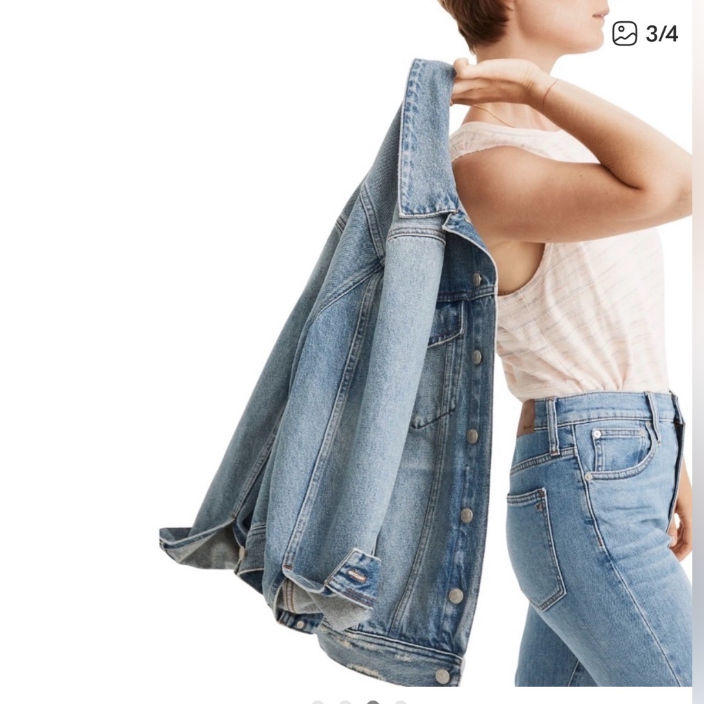 Madewell, The Trucker Oversized Denim Jacket In Akenside Wash,Sz S